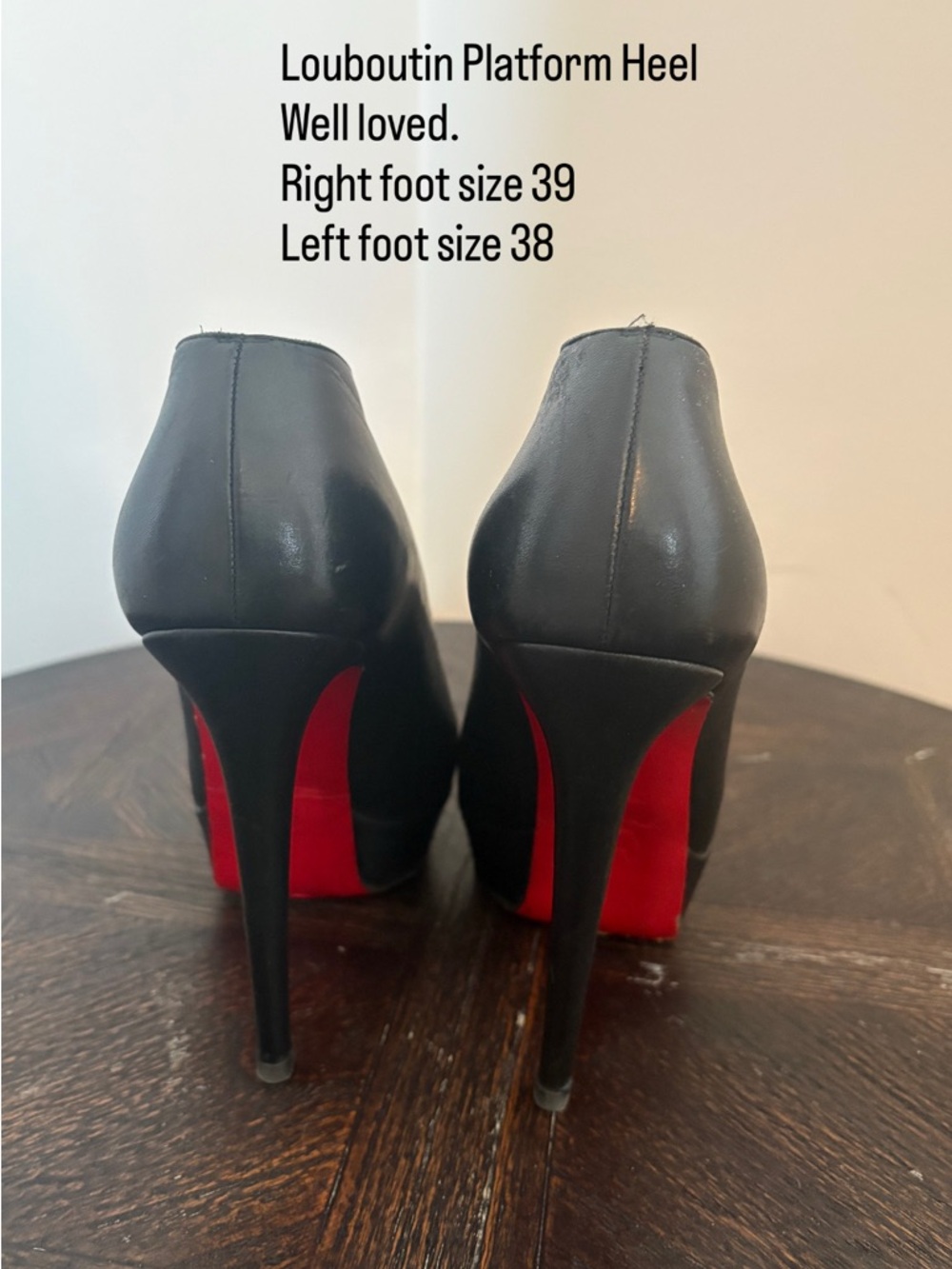 Christian Louboutin Black Leather Platform Stiletto Heels with Red Soles